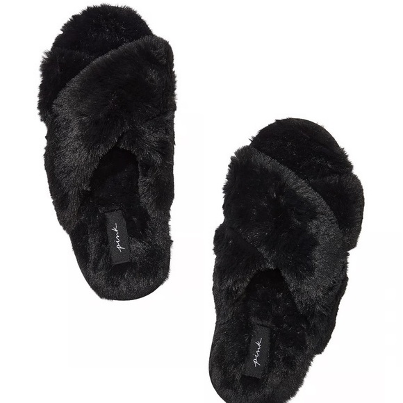 PINK CO-ZZZY Fleece Platform Slipper - Pure Black‎ - Picture 2 of 4